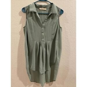 Haute Society Womens Medium Green Sleeveless Tunic Style Blouse! A2230